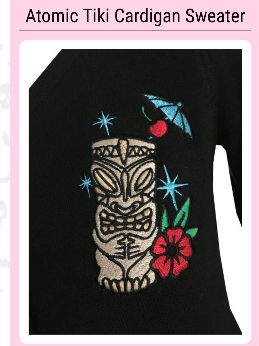 🌺Double Trouble Apparel Embroidered Tiki Cardigan, Black, 2X, NWOT🌺 - Picture 7 of 14